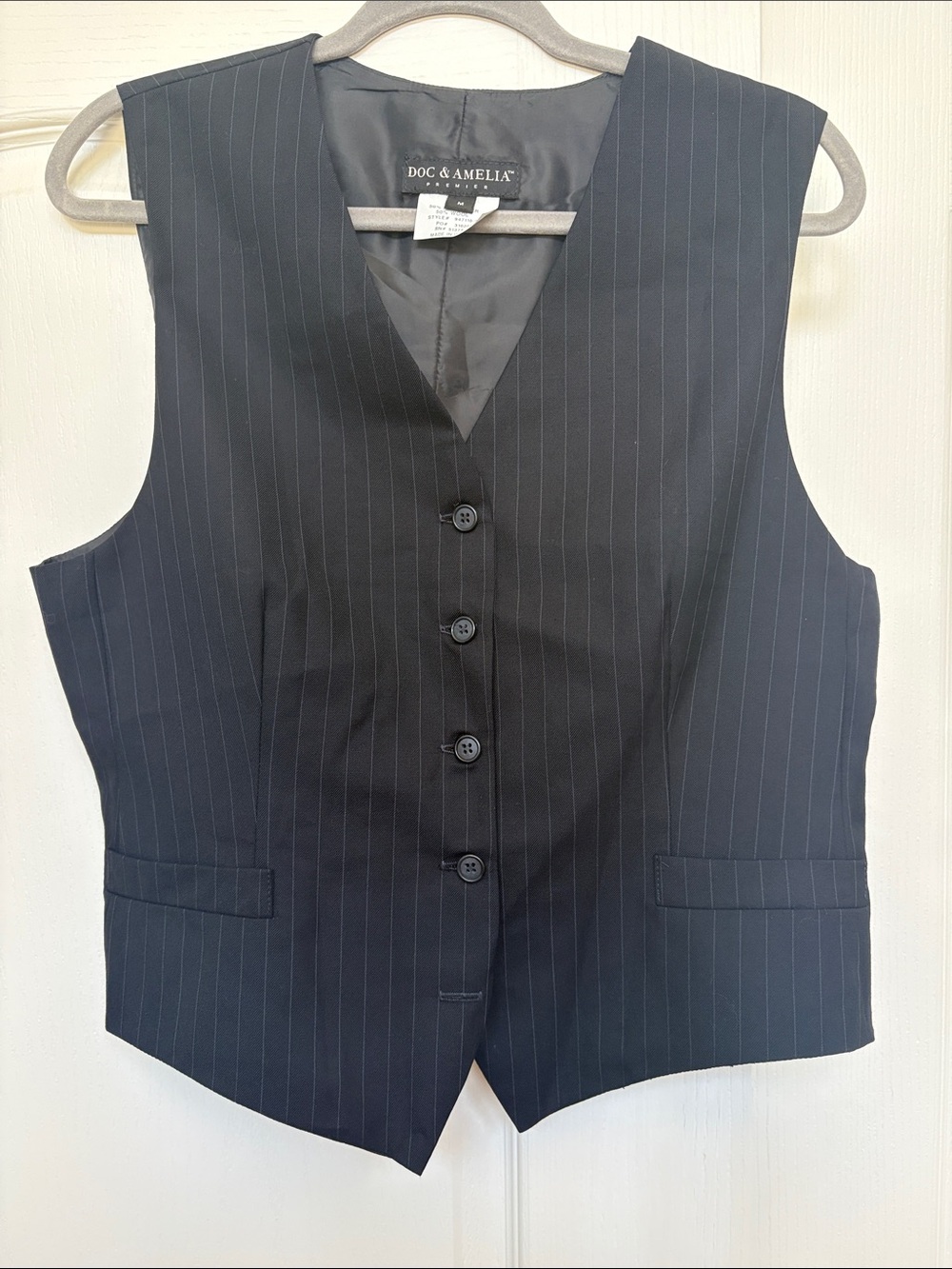 Doc & Amelia Women's Black Pinstripe Vest